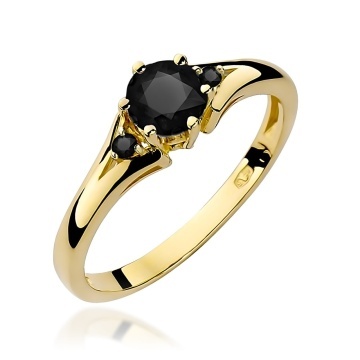 Inel Aur 9K cu Diamante Naturale Negre 0.53 ct