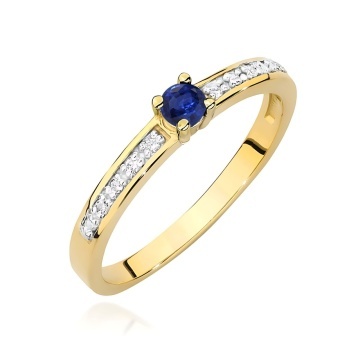Inel Aur 9K cu Safir 0.15 ct si Diamante Naturale 0.05 ct