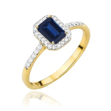Inel Aur 9K cu Safir 0.60 ct si Diamante Naturale 0.19 ct