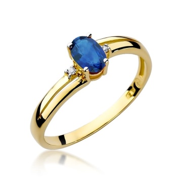 Inel Aur 9K cu Safir 0.70 ct si Diamante Naturale 0.03 ct