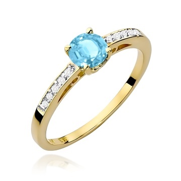 Inel Aur 9K cu Topaz Swiss 0.50 ct si Diamante Naturale 0.05 ct