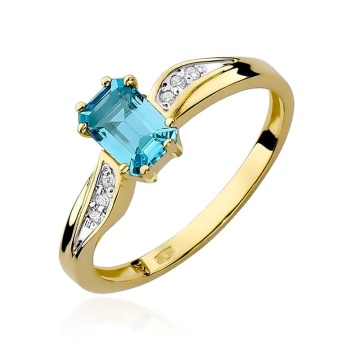 Inel Aur 9K cu Topaz Swiss 0.65 ct si Diamante Naturale 0.03 ct