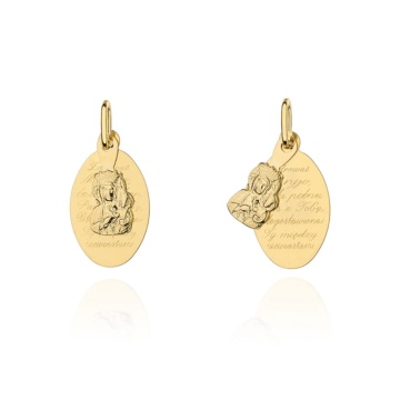 Medalion Aur 14k cu Maica Sfanta si Rugaciune