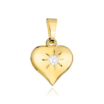 Pandantiv Aur 14k cu Inima si Zircon Alb