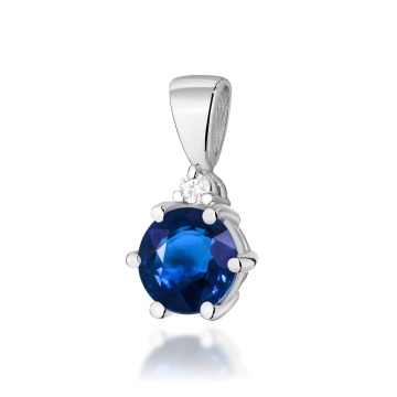 Pandantiv Aur 14K cu Safir 0.50 ct si Diamant Natural 0.01 ct