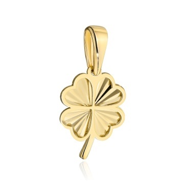 Pandantiv Aur 14K Trifoi Diamantat cu Tulpina