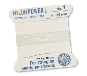 Ata pentru insirat Nylon Power 0.35mm - cu ac atasat - alb