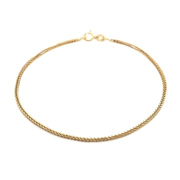 Brățară Aur 14K, Model Coadă de Vulpe, Fațete Diamant, 19 cm - Lățime 2 mm
