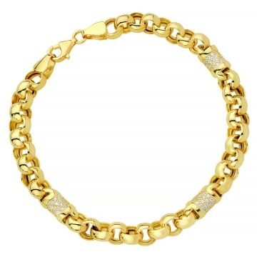 Bratara Aur cu Zale Impletite si Cristale- 14k