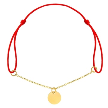 Brățara cu zale, șnur și bănuț 8 mm din Aur 14K