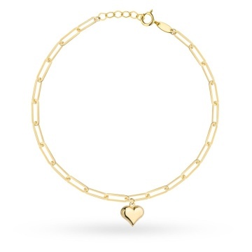 Brățară Din Aur 14K Cu Zale Delicate Și Inimă Suspendată