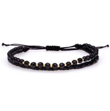 Bratara Onix Wish din AUR 14K si Piele Naturală