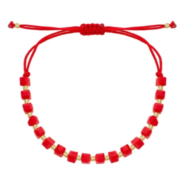 Bratara Snur Rosu cu Bilute Aur 14k