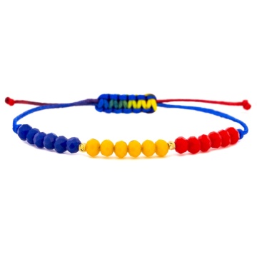 Brățară Tricolor România cu biluțe din AUR 14K