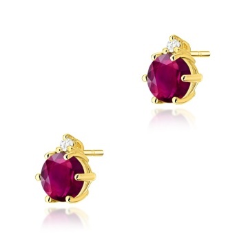 Cercei Aur 14K cu Rhodolite 0.60 ct si Diamante Naturale 0.03 ct