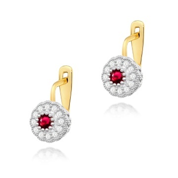 Cercei Aur 14K cu Rubin 0.30 ct si Diamante Naturale 0.21 ct