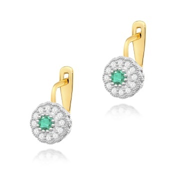 Cercei Aur 14K cu Smarald 0.30 ct si Diamante Naturale 0.21 ct