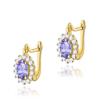 Cercei Aur 14K cu Tanzanit 0.40 ct si Diamante Naturale 0.24 ct