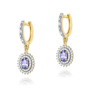 Cercei Aur 14K cu Tanzanit 0.40 ct si Diamante Naturale 0.44 ct