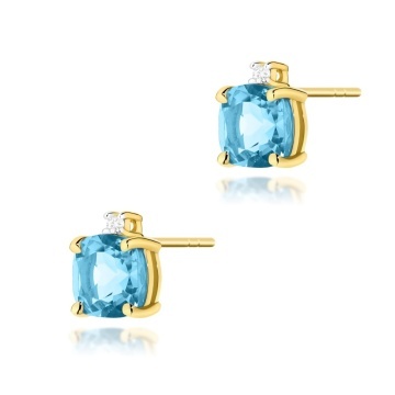 Cercei Aur 14K cu Topaz Swiss 1.10 ct si Diamante Naturale 0.03 ct