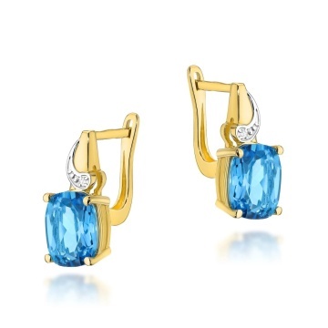 Cercei Aur 14K cu Topaz Swiss 2.40 ct si Diamante Naturale 0.01 ct