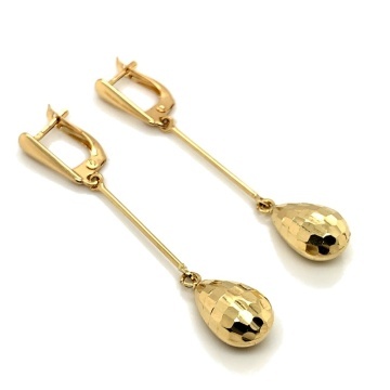 Cercei Aur 14K Diamantate, Model Maciucă, cu Prelungire