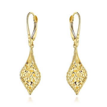 Cercei Aur 14K Listi cu Detalii Delicate