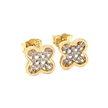 Cercei Aur 14K Trifoi cu Zirconiu