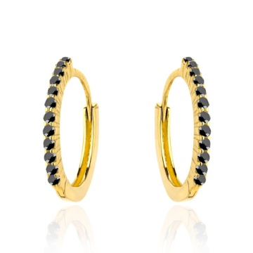 Cercei Creole Aur 14k cu Zirconii Negre