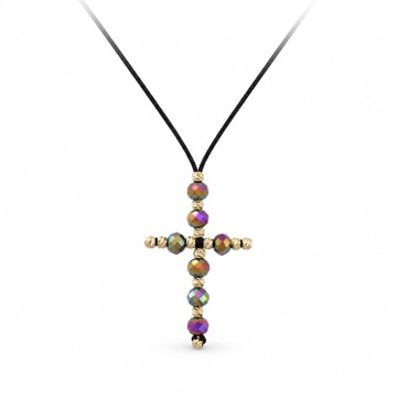 Choker Crystal Cameleon Cross din AUR 14K