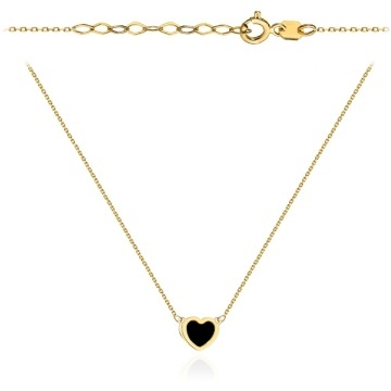 Colier Aur 14K Inimă cu Onix