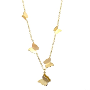 Colier Butterflies II din Inox placat cu AUR