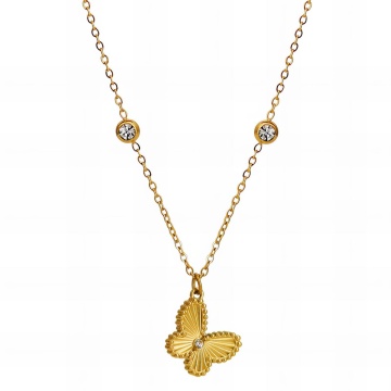 Colier Butterfly Tease din Inox Placat cu Aur