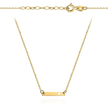 Colier cu Placuta si Inima- Aur 14k