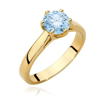 Inel Aur 14K cu Diamant Albastru de Laborator 1.00 ct