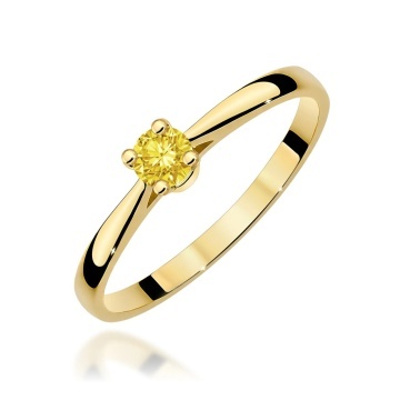 Inel Aur 14K cu Diamant Galben de Laborator 0.15 ct