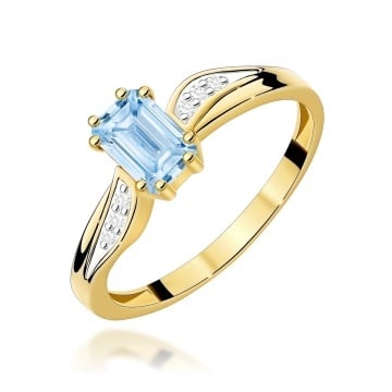 Inel Aur 14K cu Diamante Albastre de Laborator 0.53 ct