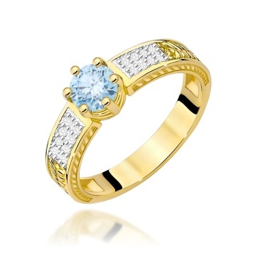 Inel Aur 14K cu Diamante Albastre de Laborator 0.58 ct