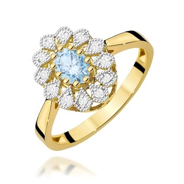 Inel Aur 14K cu Diamante Albastre de Laborator 0.60 ct