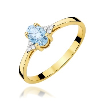 Inel Aur 14K cu Diamante Albastre de Laborator 0.65 ct