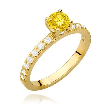 Inel Aur 14K cu Diamante Galbene de Laborator 0.74 ct