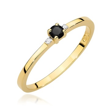 Inel Aur 14K cu Diamante Naturale Albe si Negre 0.13 ct