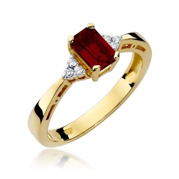 Inel Aur 14K cu Granat 0.70 ct si Diamante Naturale 0.03 ct