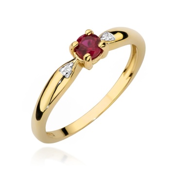 Inel Aur 14K cu Rubin 0.15 ct si Diamante Naturale 0.01 ct
