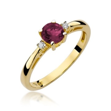 Inel Aur 14K cu Rubin 0.60 ct si Diamante Naturale 0.03 ct