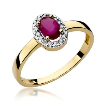Inel Aur 14K cu Rubin 0.60 ct si Diamante Naturale 0.08 ct
