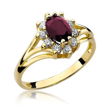 Inel Aur 14K cu Rubin 1.00 ct si Diamante Naturale 0.30 ct