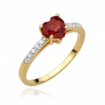 Inel Aur 14K cu Rubin 1.10 ct si Diamante Naturale 0.10 ct