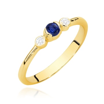 Inel Aur 14K cu Safir 0.15 ct si Diamante Naturale 0.06 ct