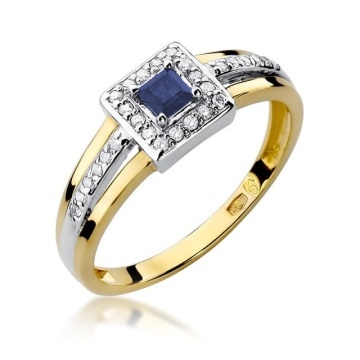 Inel Aur 14K cu Safir 0.20 ct si Diamante Naturale 0.14 ct